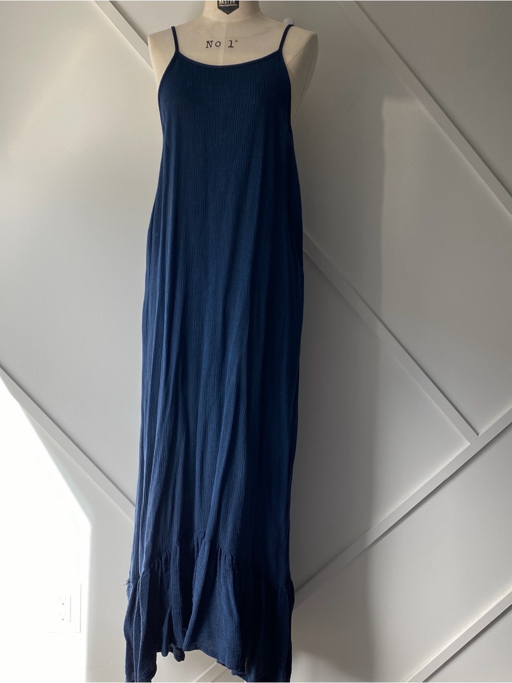 Bryan Walker NWT Navy Blue Maxi Dress XS | Minimalist Resort Luxury Gauze Dress